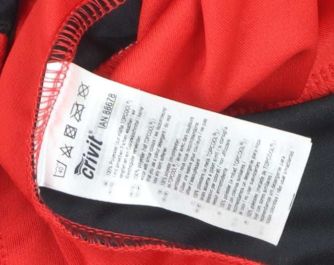 Crivit Men's Red Cycling Jersey L Short Sleeve 1/4 Zip Reflective