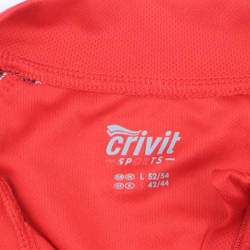 Crivit Men's Red Cycling Jersey L Short Sleeve 1/4 Zip Reflective