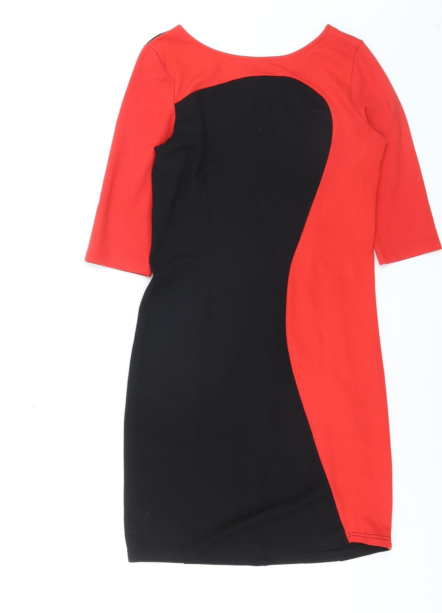 Edhering Women’s Red Black Bodycon Jersey Knee Length Dress Size 12