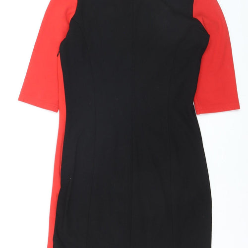 Edhering Women’s Red Black Bodycon Jersey Knee Length Dress Size 12