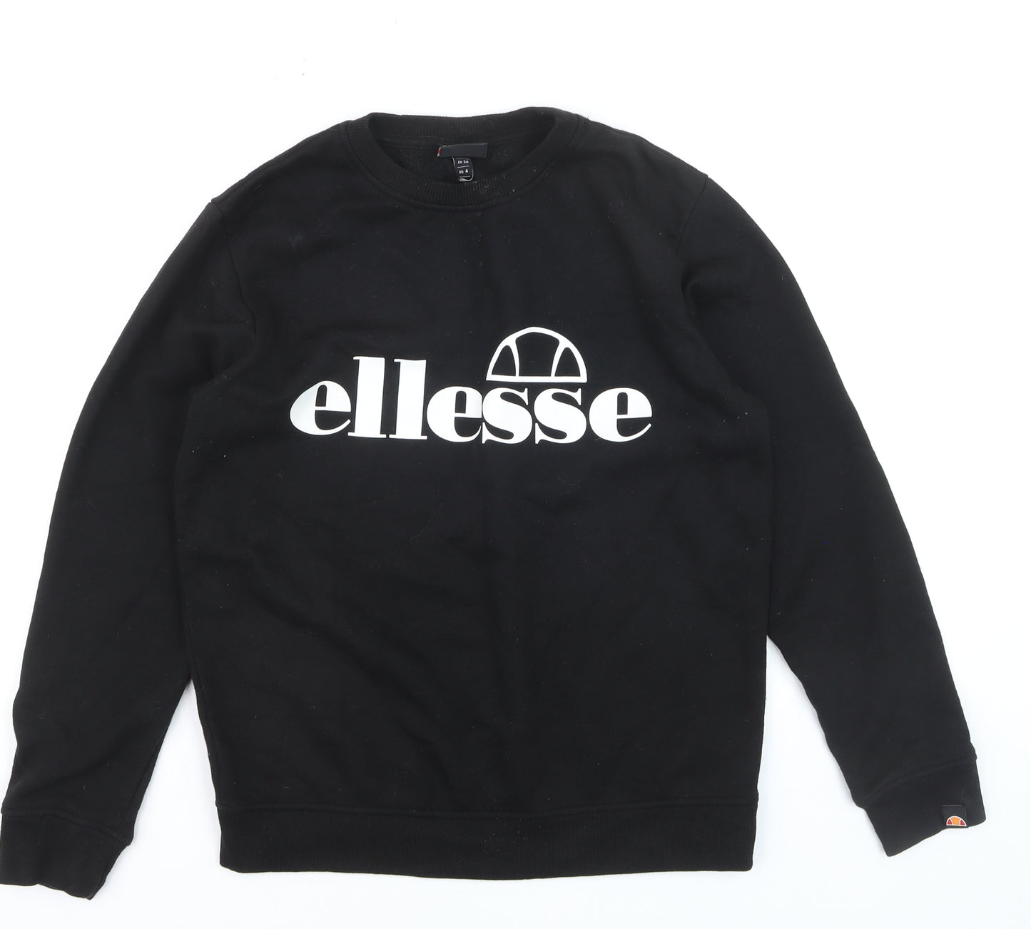 Ellesse Boys Black Crew Neck Pullover Jumper UK 8 Logo Sweatshirt