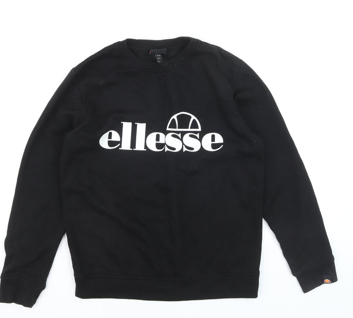 Ellesse Boys Black Crew Neck Pullover Jumper UK 8 Logo Sweatshirt