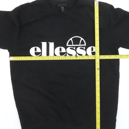 Ellesse Boys Black Crew Neck Pullover Jumper UK 8 Logo Sweatshirt