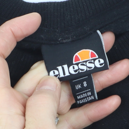 Ellesse Boys Black Crew Neck Pullover Jumper UK 8 Logo Sweatshirt