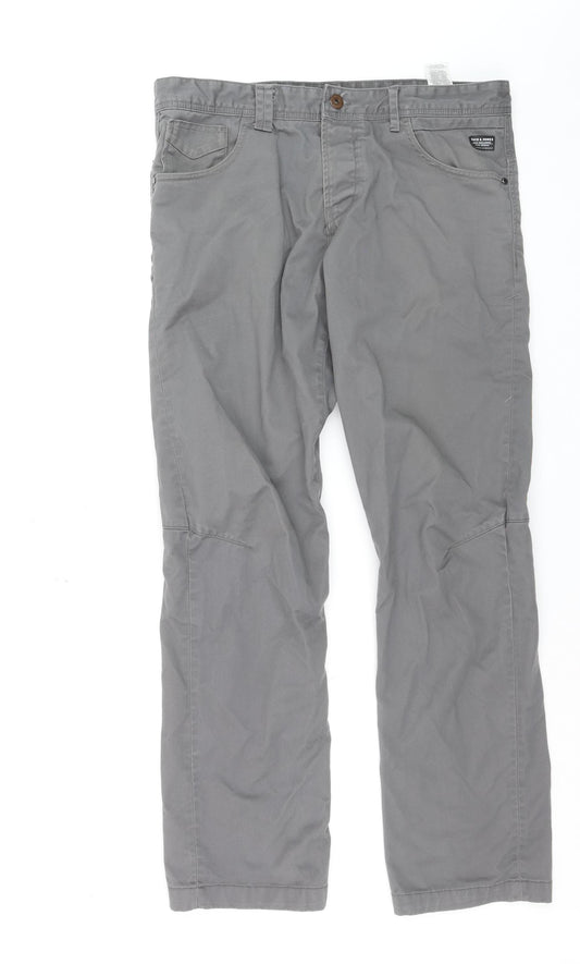 Jack & Jones Men's Grey Straight Fit 36x34 Jeans