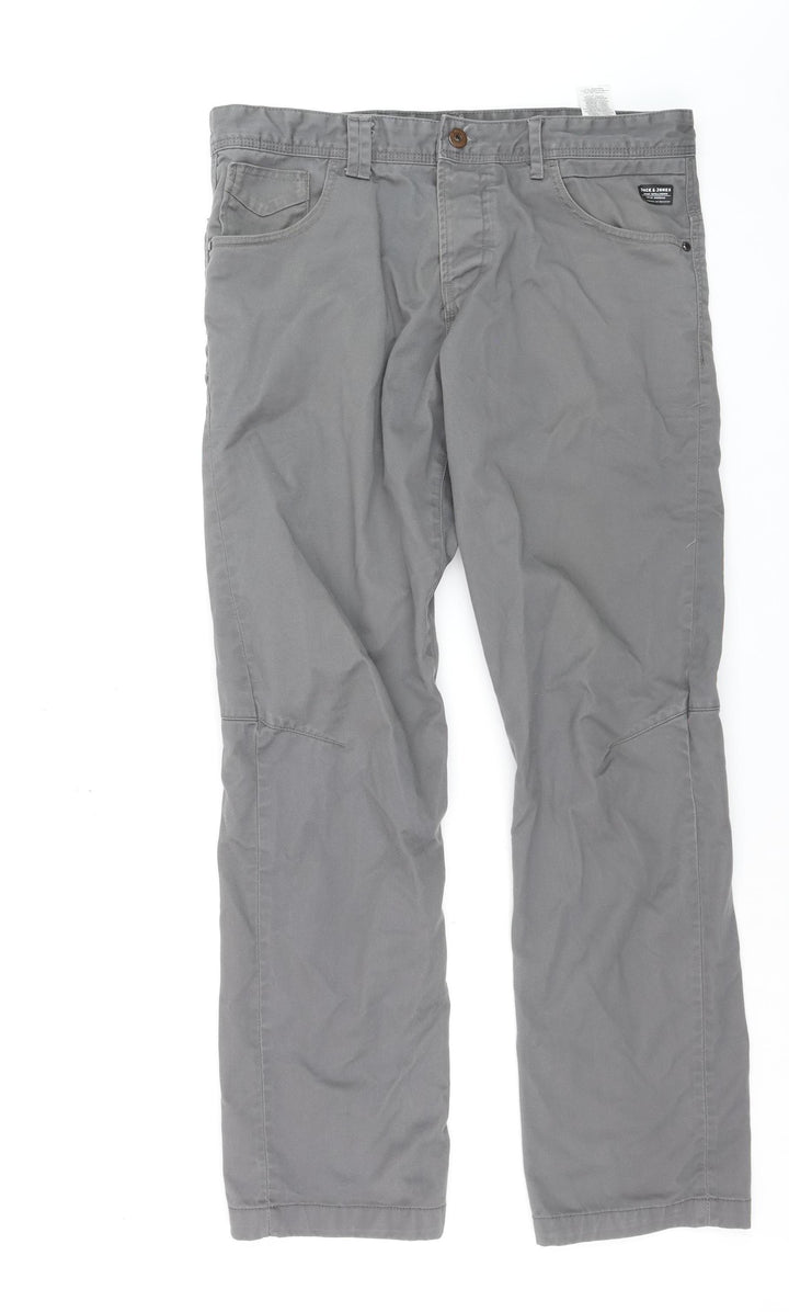Jack & Jones Men's Grey Straight Fit 36x34 Jeans