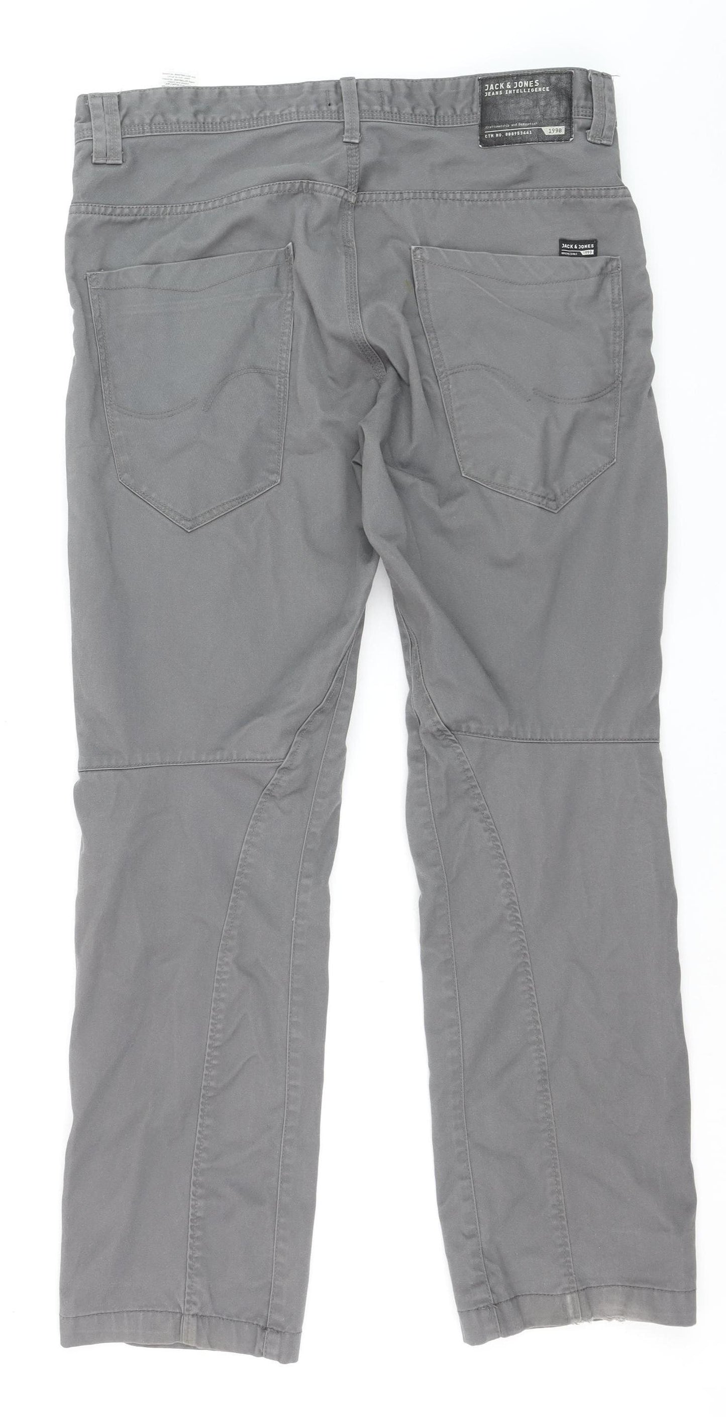 Jack & Jones Men's Grey Straight Fit 36x34 Jeans