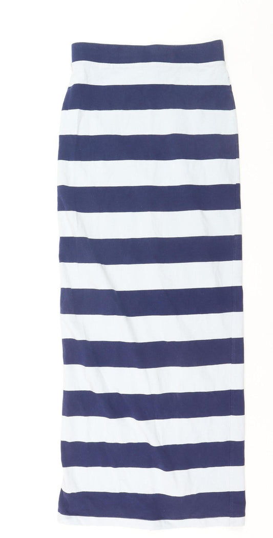 Forever 21 Women's Blue White Striped Midi Pencil Skirt Size S