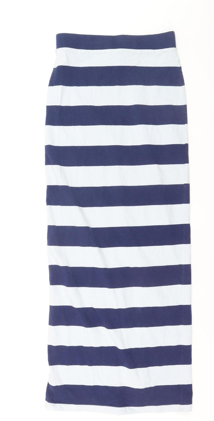Forever 21 Women's Blue White Striped Midi Pencil Skirt Size S