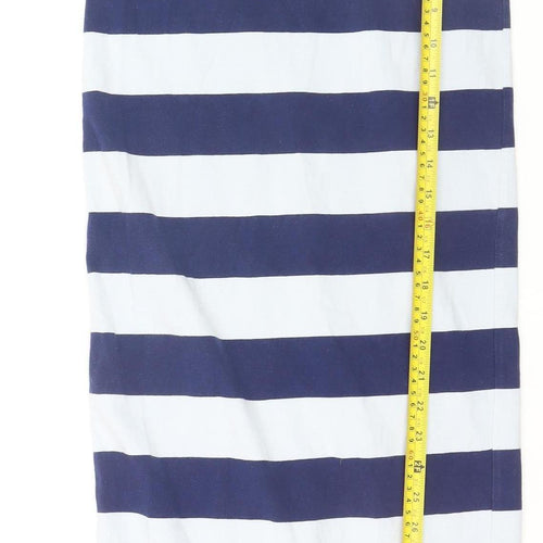 Forever 21 Women's Blue White Striped Midi Pencil Skirt Size S