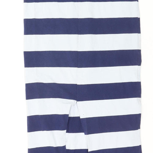 Forever 21 Women's Blue White Striped Midi Pencil Skirt Size S