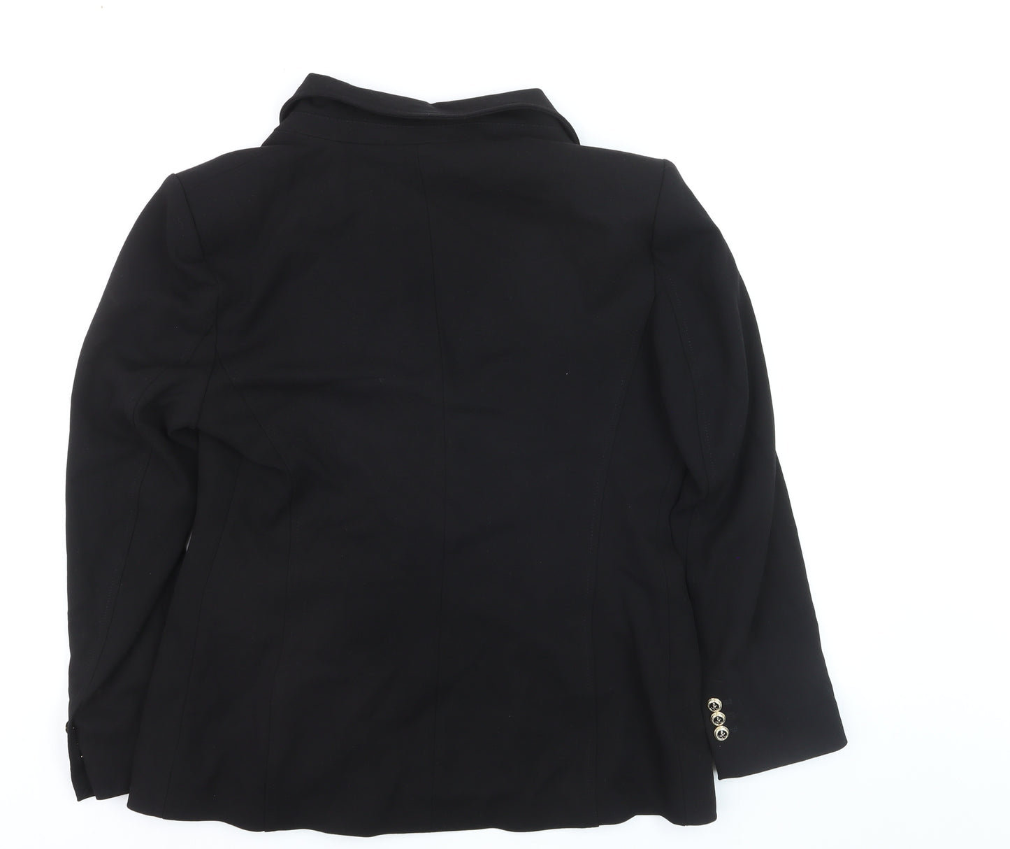 ZARA Women Black Double-Breasted Blazer Size 14 with Gold Buttons