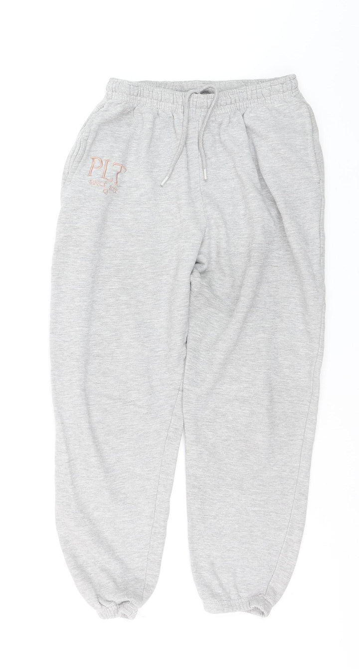 PrettyLittleThing Girls Grey Jogger Trousers S Elastic Waist Fleece