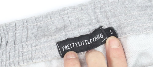 PrettyLittleThing Girls Grey Jogger Trousers S Elastic Waist Fleece