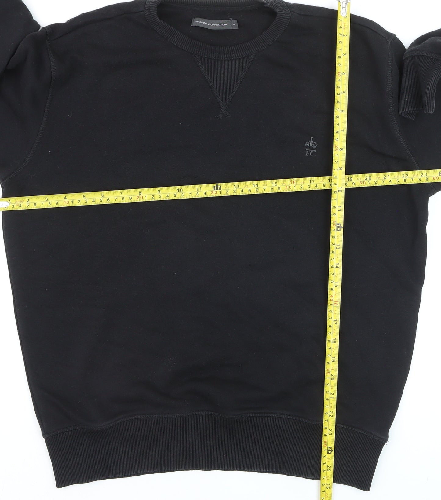 French Connection Men’s Black Cotton Pullover Jumper M