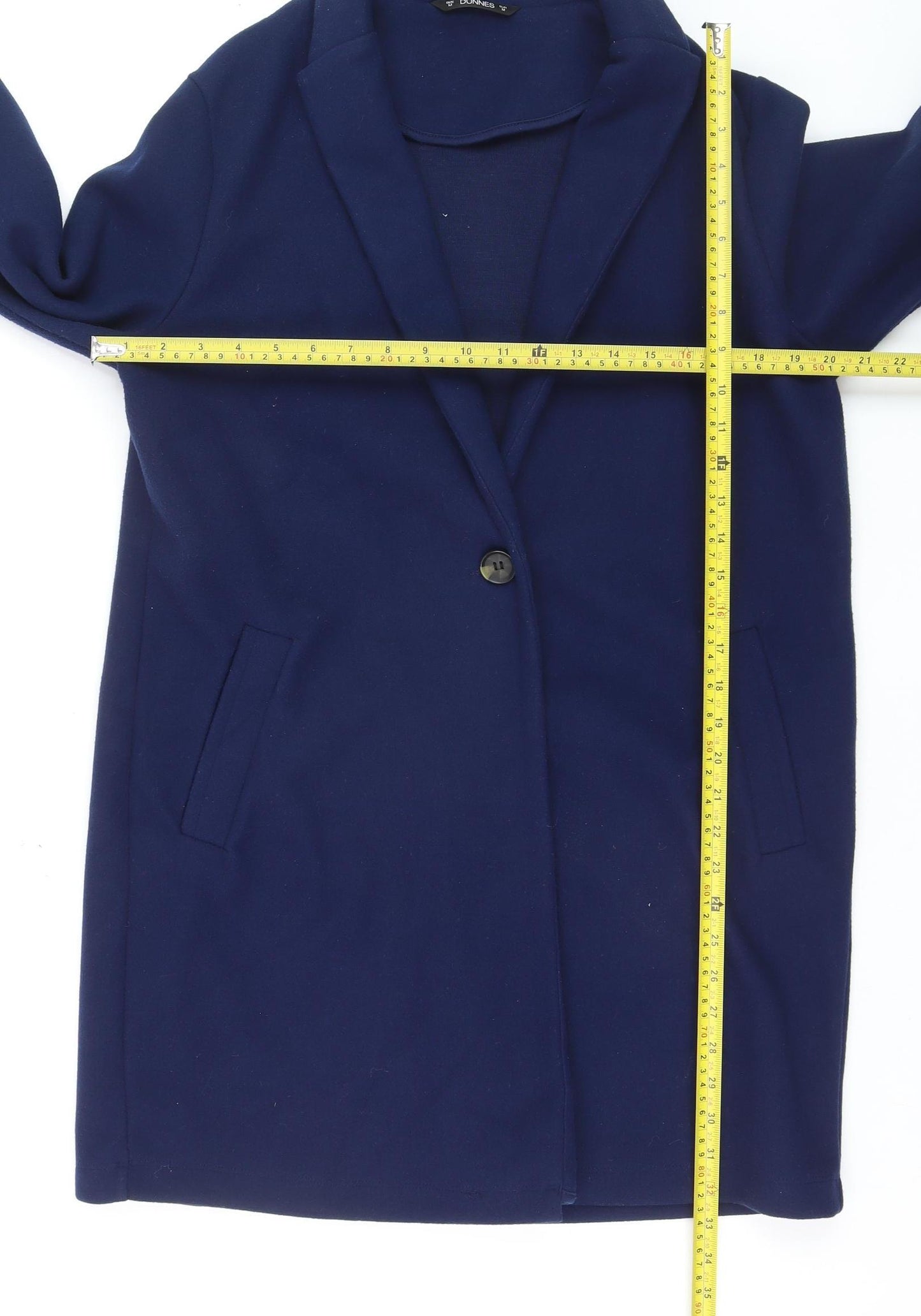 Dunnes Women's Blue Mid-Length Overcoat Size M Classic Style