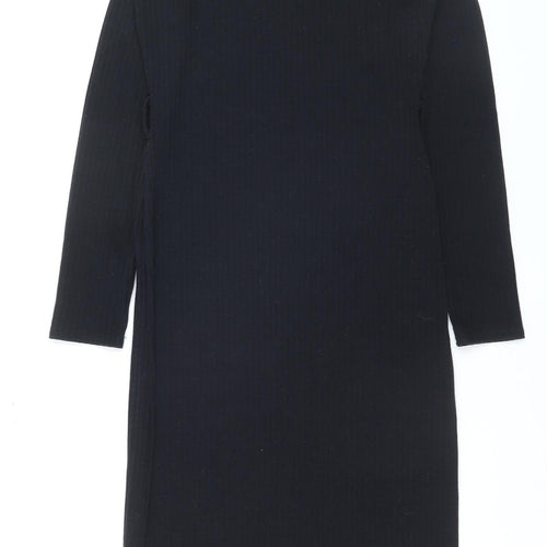 New Look Womens Black Size 8 Bodycon Midi Roll Neck Long Sleeve Dress