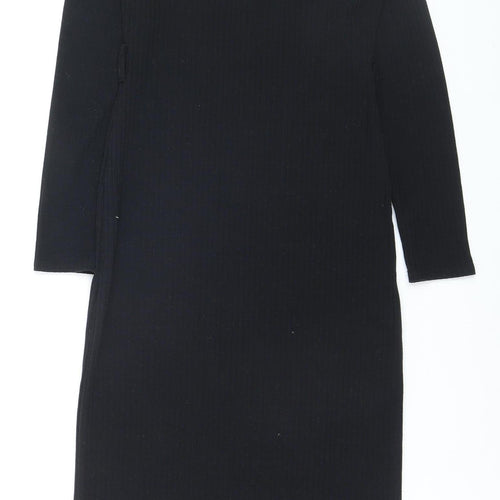 New Look Womens Black Size 8 Bodycon Midi Roll Neck Long Sleeve Dress