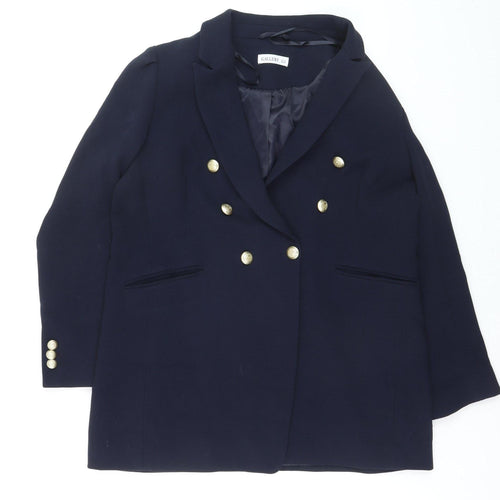 Gallery Women Blue Double-Breasted Blazer UK 16 Gold Buttons