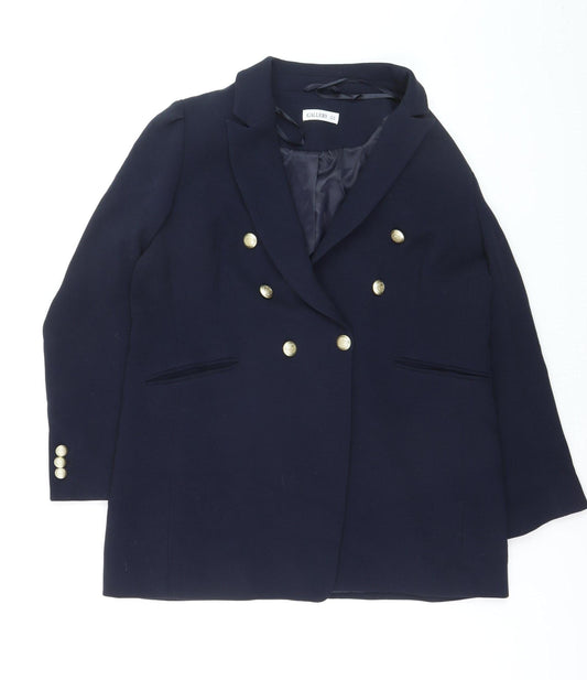 Gallery Women Blue Double-Breasted Blazer UK 16 Gold Buttons