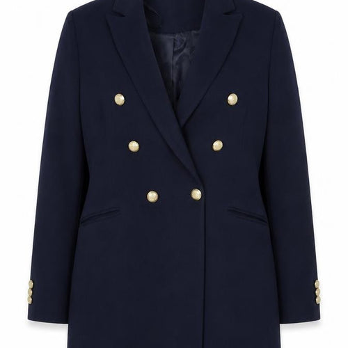 Gallery Women Blue Double-Breasted Blazer UK 16 Gold Buttons