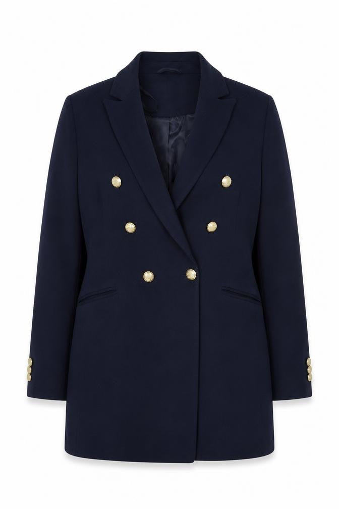 Gallery Women Blue Double-Breasted Blazer UK 16 Gold Buttons