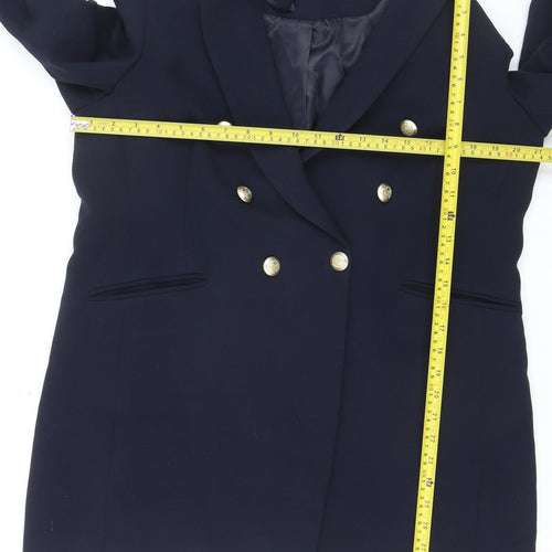 Gallery Women Blue Double-Breasted Blazer UK 16 Gold Buttons