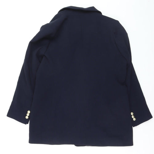 Gallery Women Blue Double-Breasted Blazer UK 16 Gold Buttons