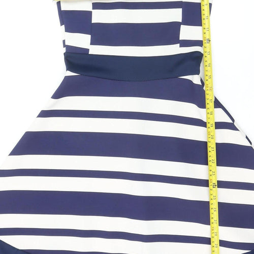 Want That Trend Women Blue Striped Fit & Flare Dress Size 8