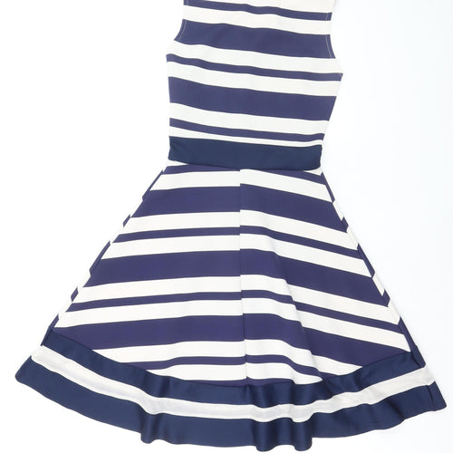 Want That Trend Women Blue Striped Fit & Flare Dress Size 8