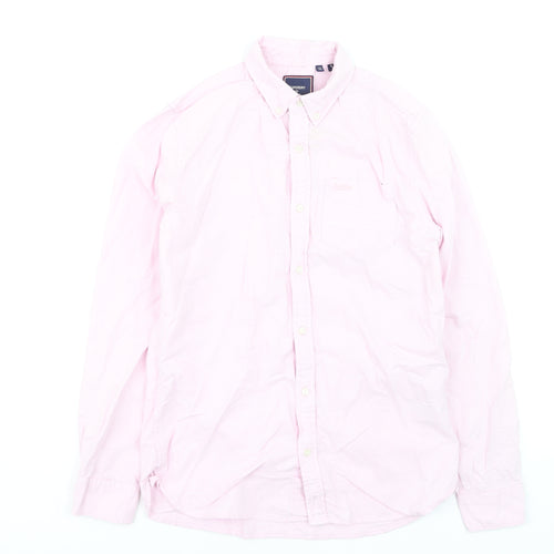 Superdry Men's Pink Cotton Button-Down Long Sleeve Dress Shirt Size S