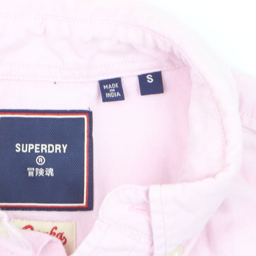 Superdry Men's Pink Cotton Button-Down Long Sleeve Dress Shirt Size S