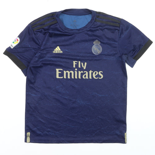 Adidas Boys Blue Real Madrid Football Jersey T-Shirt 7-8 Years