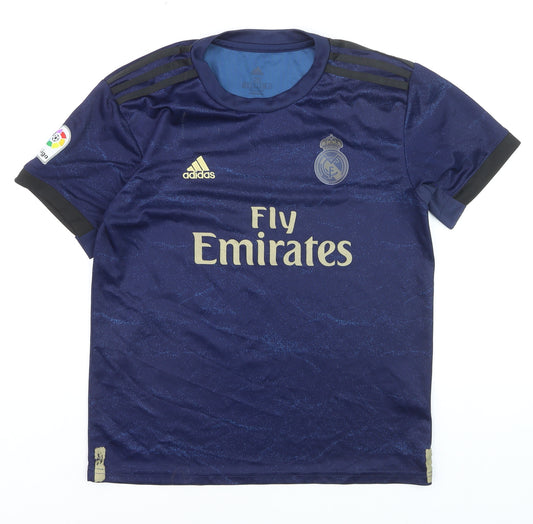 Adidas Boys Blue Real Madrid Football Jersey T-Shirt 7-8 Years