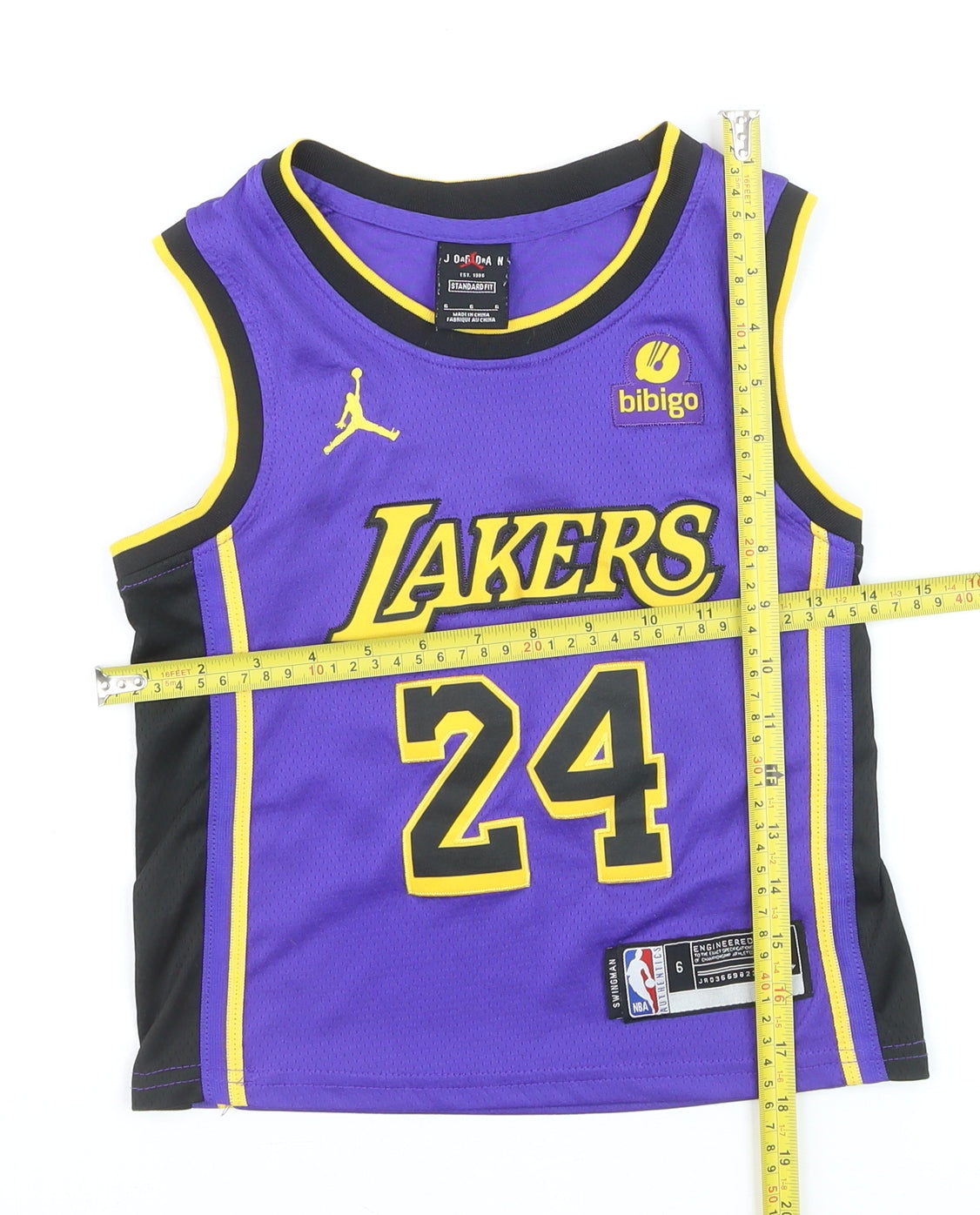 Jordan Boys Purple Lakers #24 Basketball Tank Top Jersey 6 Years