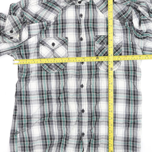 Jack & Jones Men's Green Checked Cotton Long Sleeve Casual Shirt L