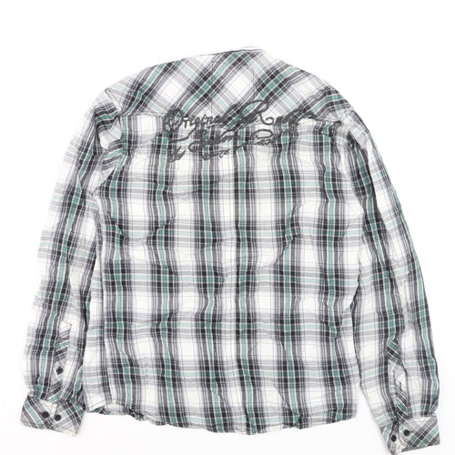 Jack & Jones Men's Green Checked Cotton Long Sleeve Casual Shirt L