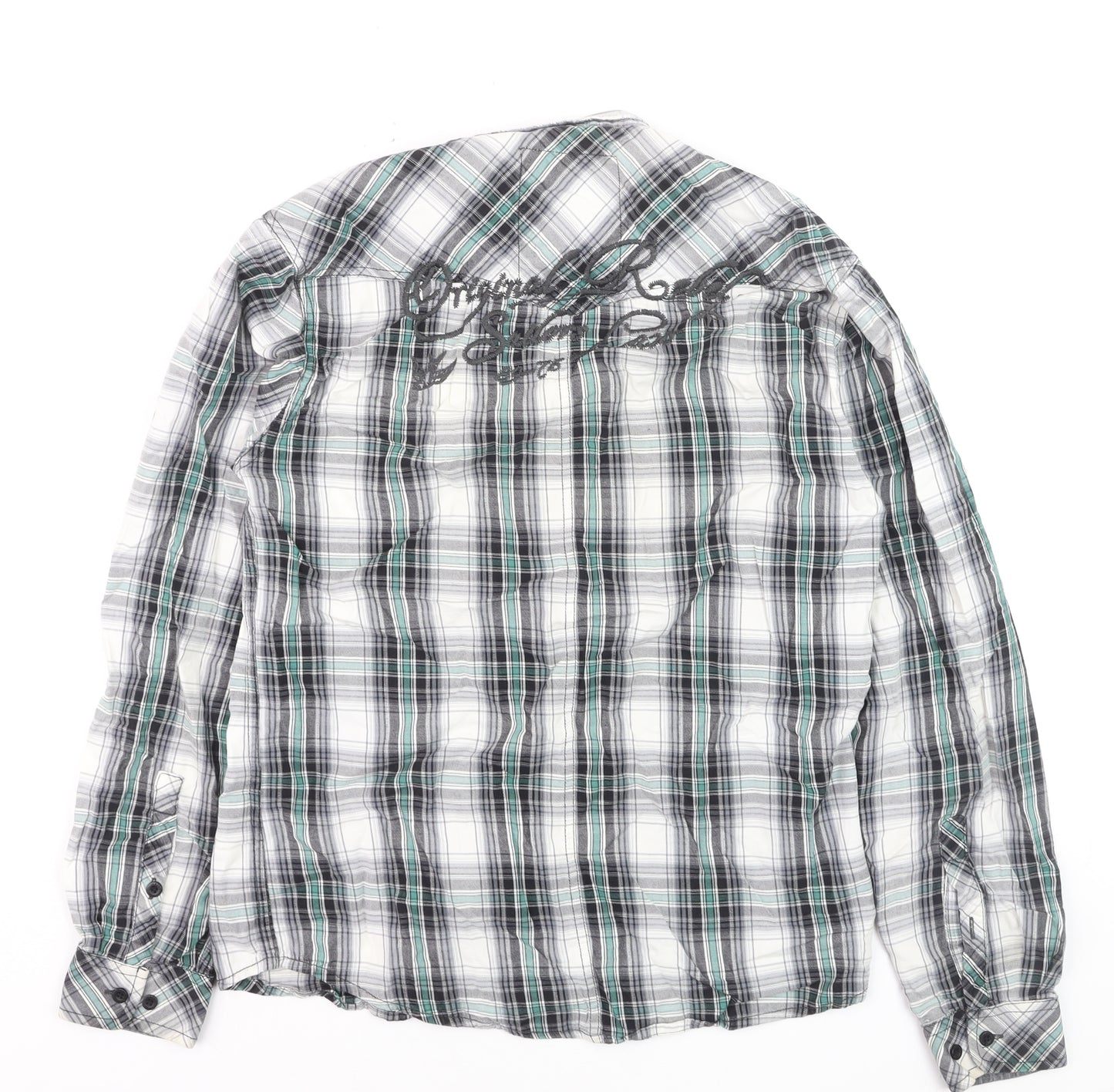Jack & Jones Men's Green Checked Cotton Long Sleeve Casual Shirt L