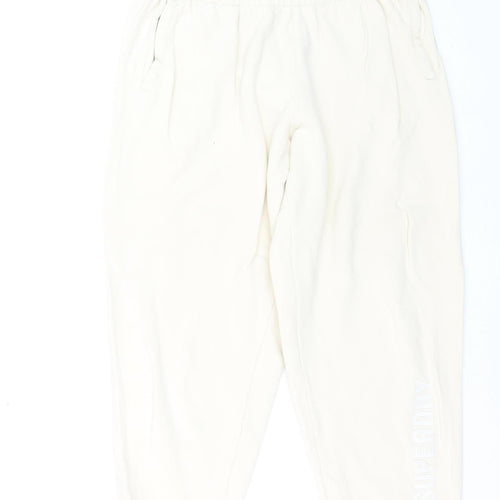 Superdry Girls Ivory Jogger Trousers Size 12 Years Cotton Blend
