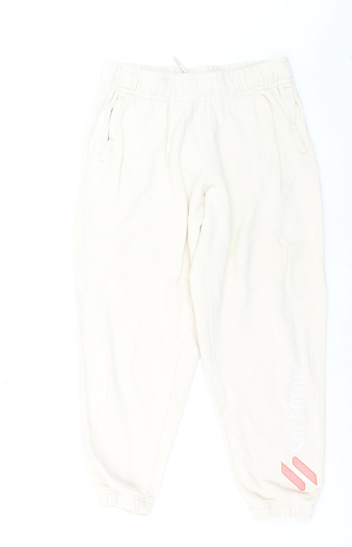 Superdry Girls Ivory Jogger Trousers Size 12 Years Cotton Blend