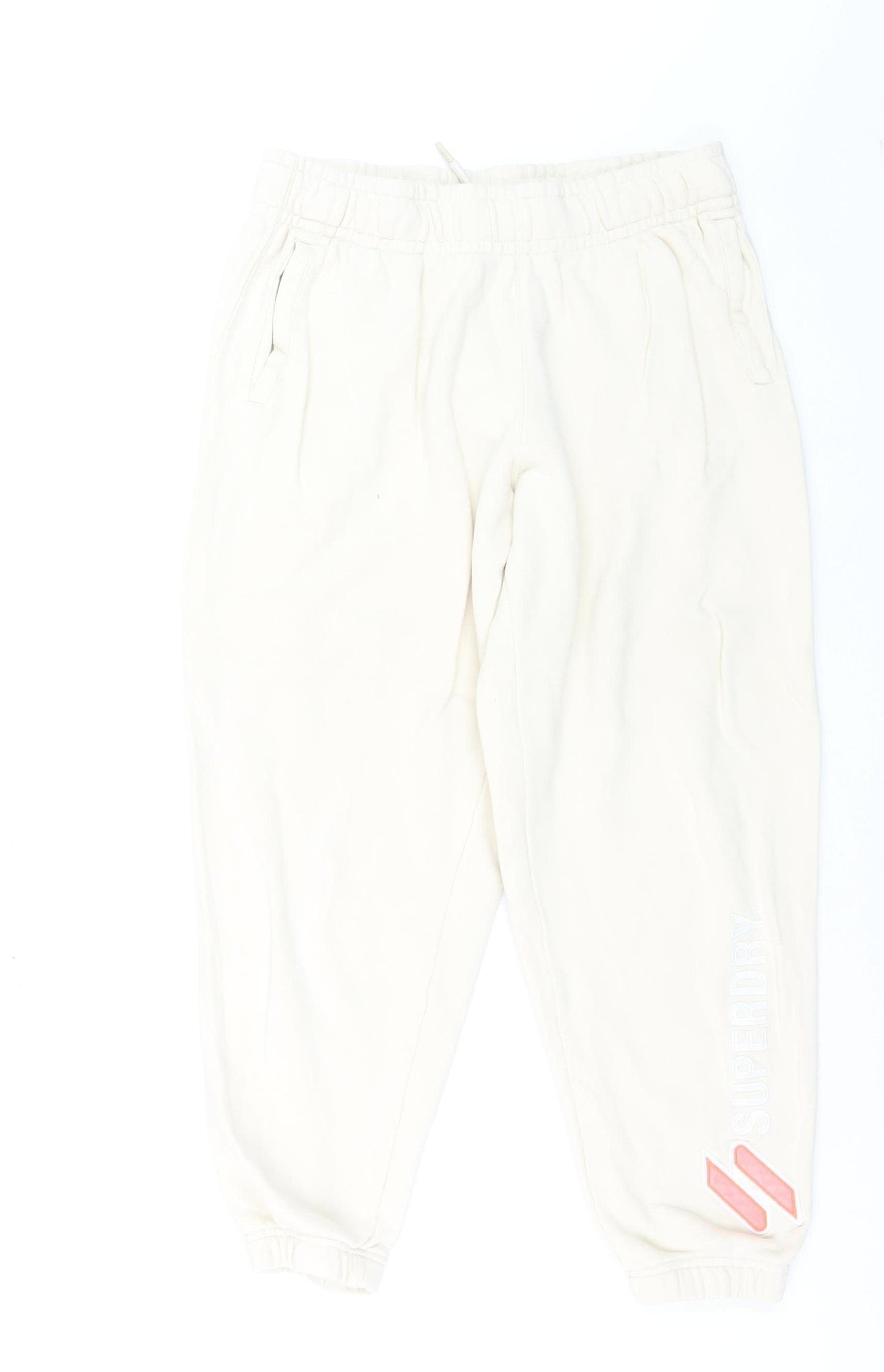 Superdry Girls Ivory Jogger Trousers Size 12 Years Cotton Blend
