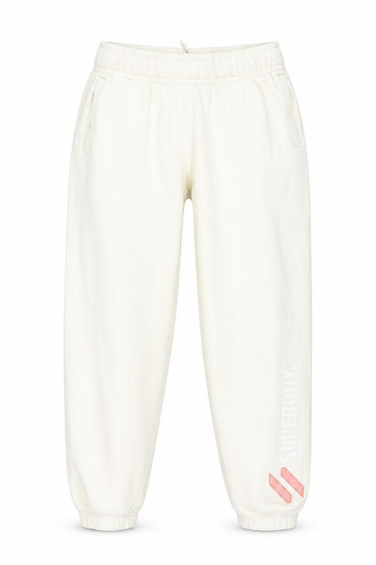 Front view of Superdry girls’ ivory jogger trousers, size 12, years cotton blend