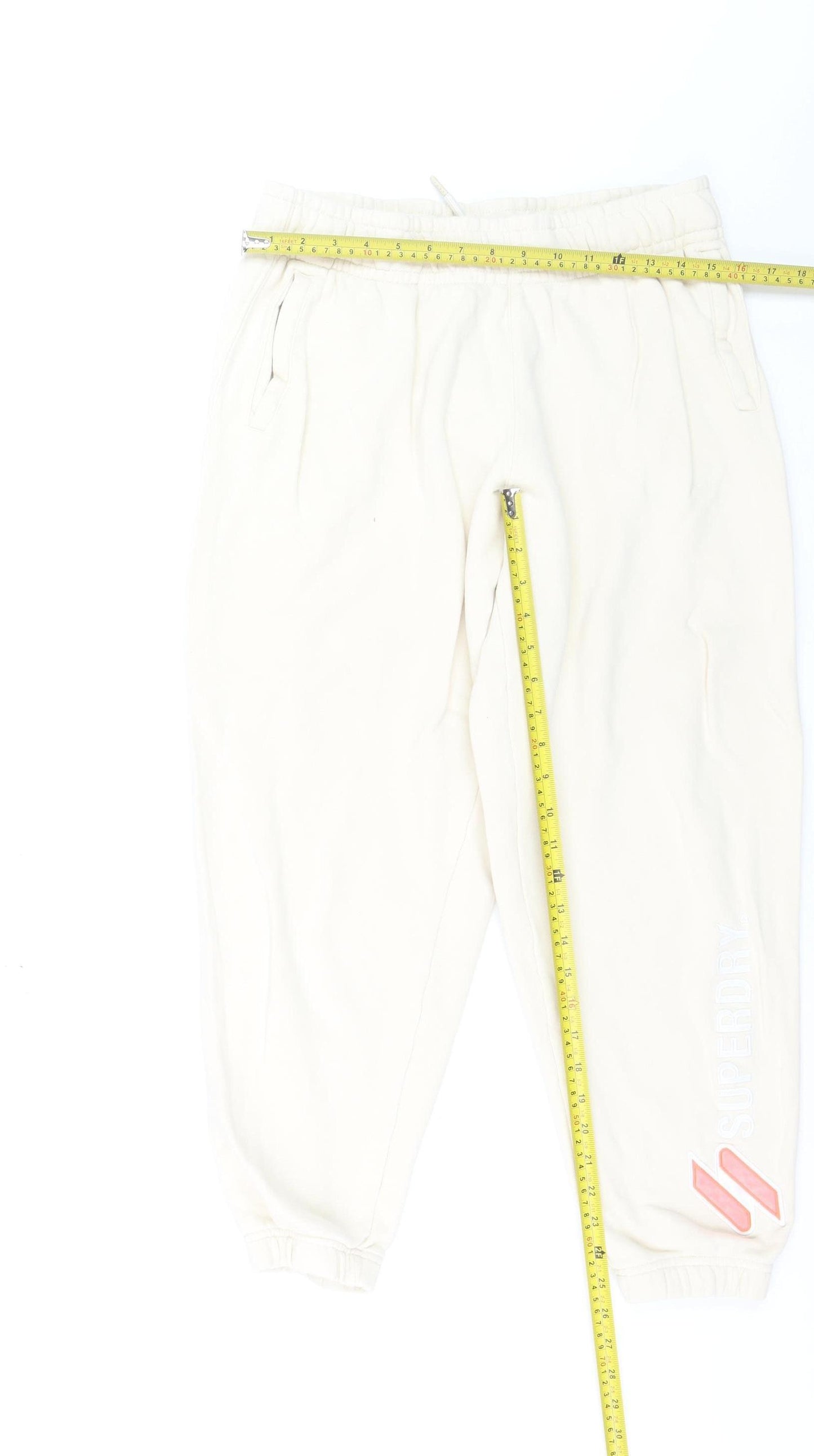 Superdry Girls Ivory Jogger Trousers Size 12 Years Cotton Blend