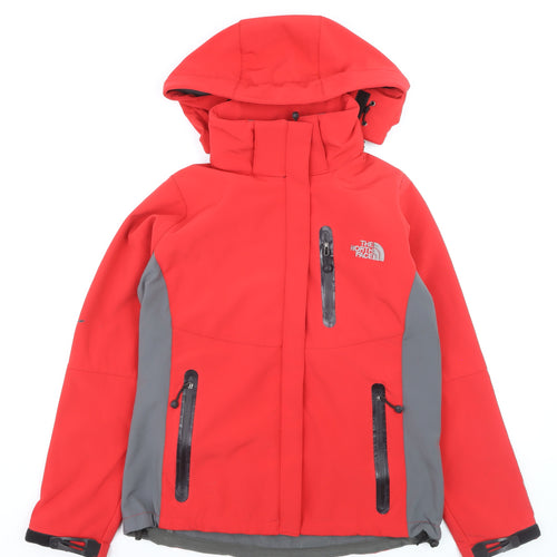 The North Face Mens Red Softshell Hooded Jacket L Windproof Outdoor