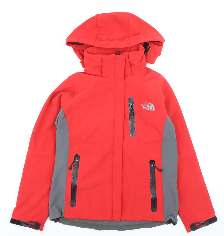 The North Face Mens Red Softshell Hooded Jacket L Windproof Outdoor