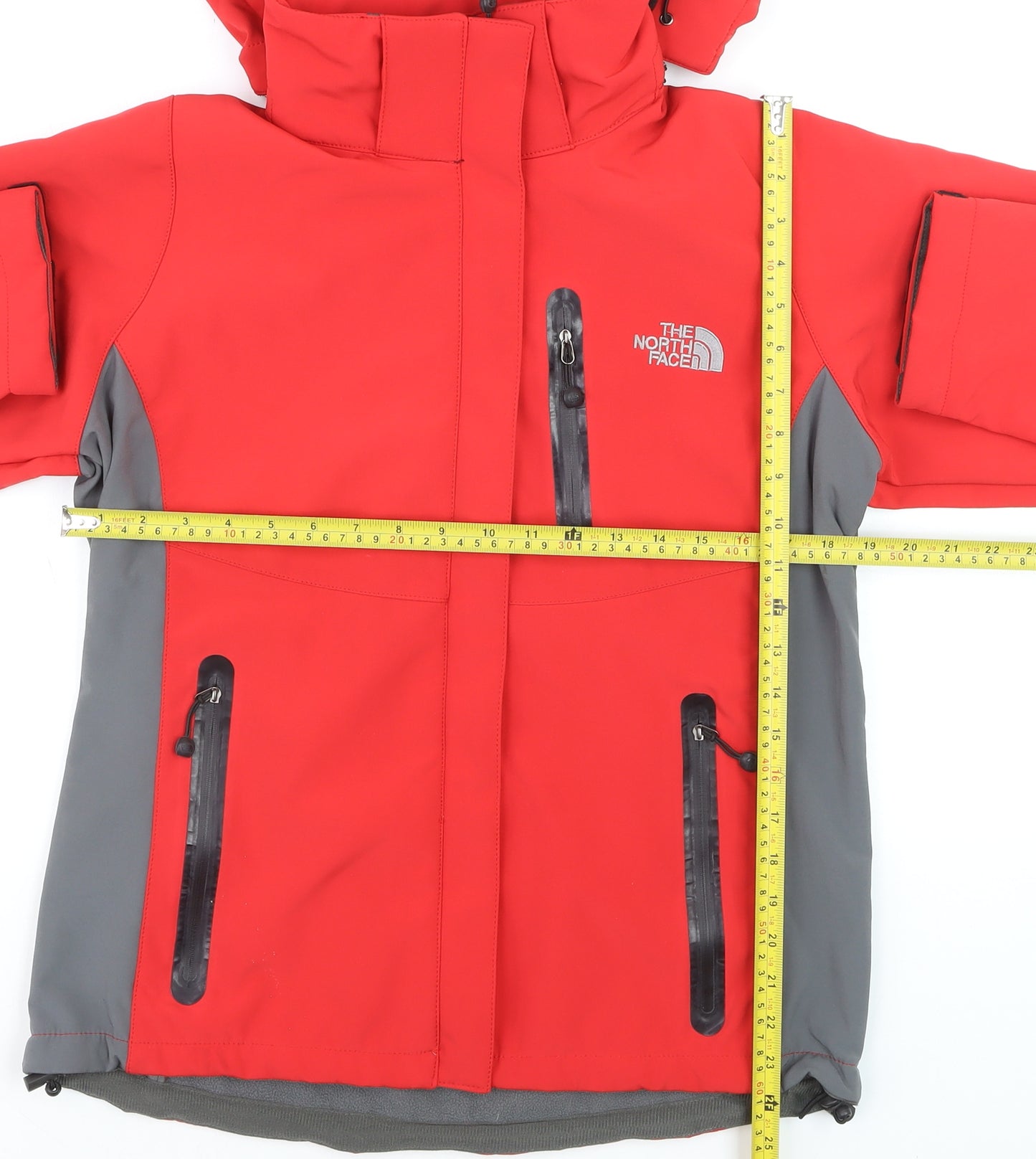 The North Face Mens Red Softshell Hooded Jacket L Windproof Outdoor