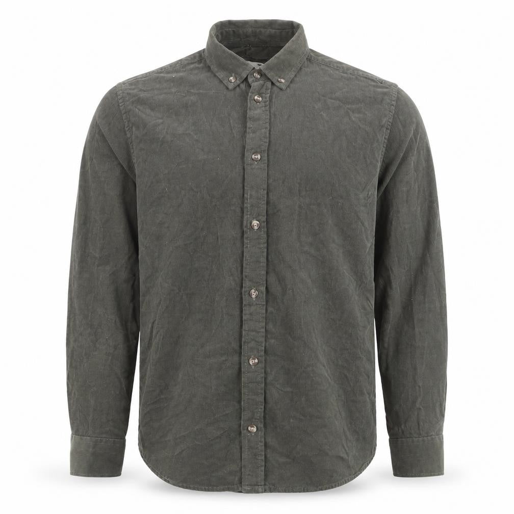 Anerkjendt Men's Green Corduroy Long Sleeve Button-Down Shirt Size S