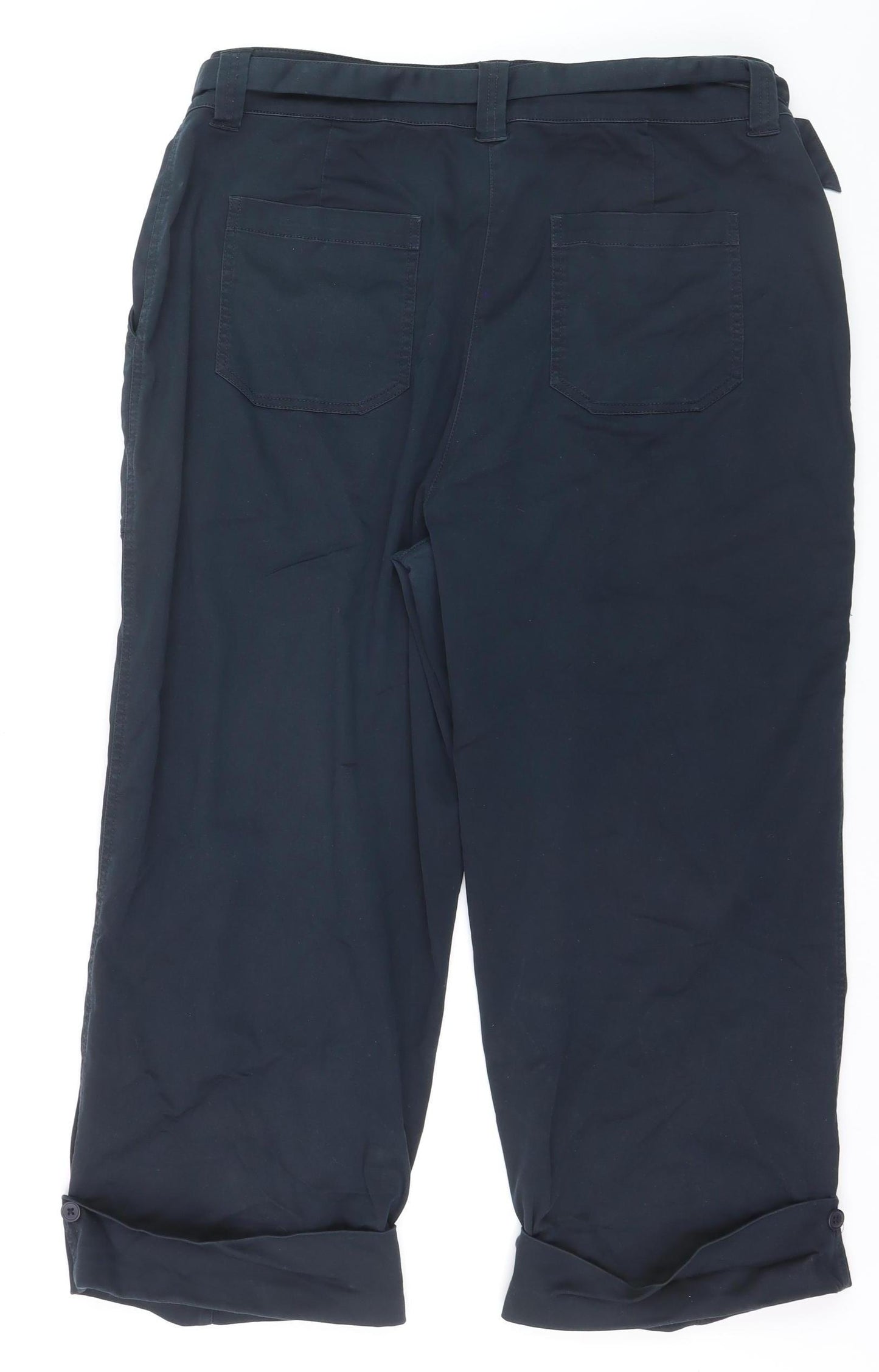 Editor's Cut Women's Blue Cargo Trousers Size 16 Belted Cotton Blend