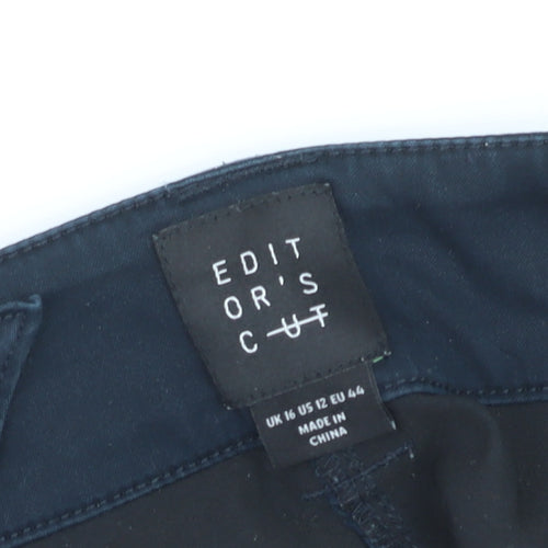 Editor's Cut Women's Blue Cargo Trousers Size 16 Belted Cotton Blend