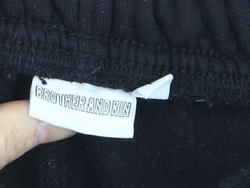 Brother and Kin Boys Black Jogger Trousers L Fleece Elastic Waist Casual